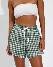 Tubular Top - Coconut (Size S) + Getaway Short 5" - Gingham: Tropics / Coconut (Size S)