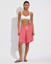 La Plage Top - Coconut + Getaway Short 9" - Gingham: Sweet Chili Heat / Coconut (Size S)