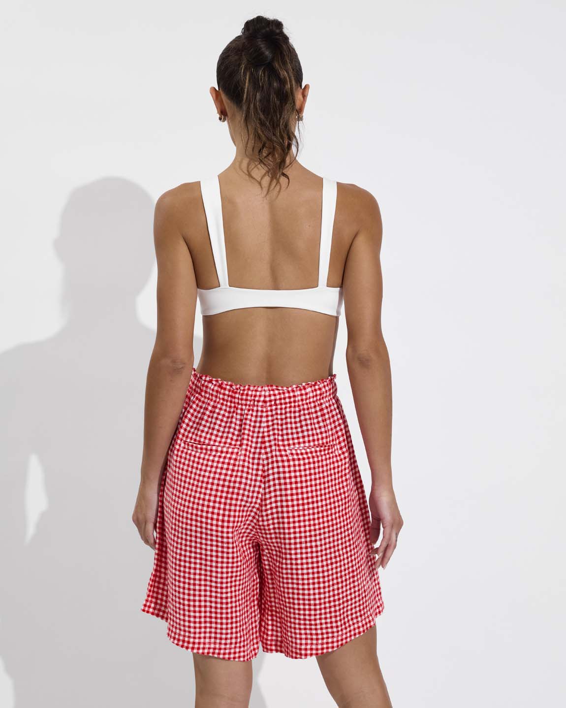 La Plage Top - Coconut + Getaway Short 9" - Gingham: Sweet Chili Heat / Coconut (Size S)