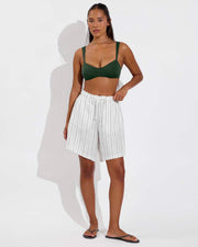 La Plage Top - Palm + Getaway Short 9" - Sandbar Stripe: Coconut / Tropics (Size S)