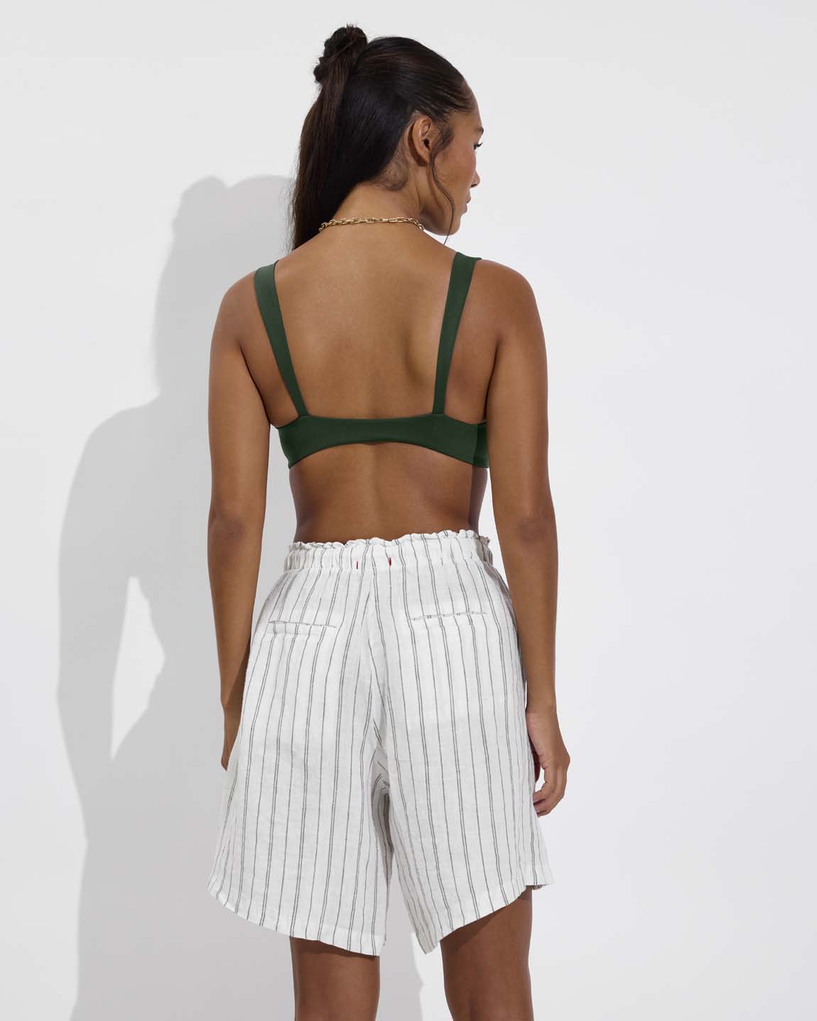 La Plage Top - Palm + Getaway Short 9" - Sandbar Stripe: Coconut / Tropics (Size S)