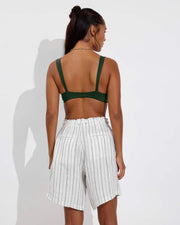 La Plage Top - Palm + Getaway Short 9" - Sandbar Stripe: Coconut / Tropics (Size S)