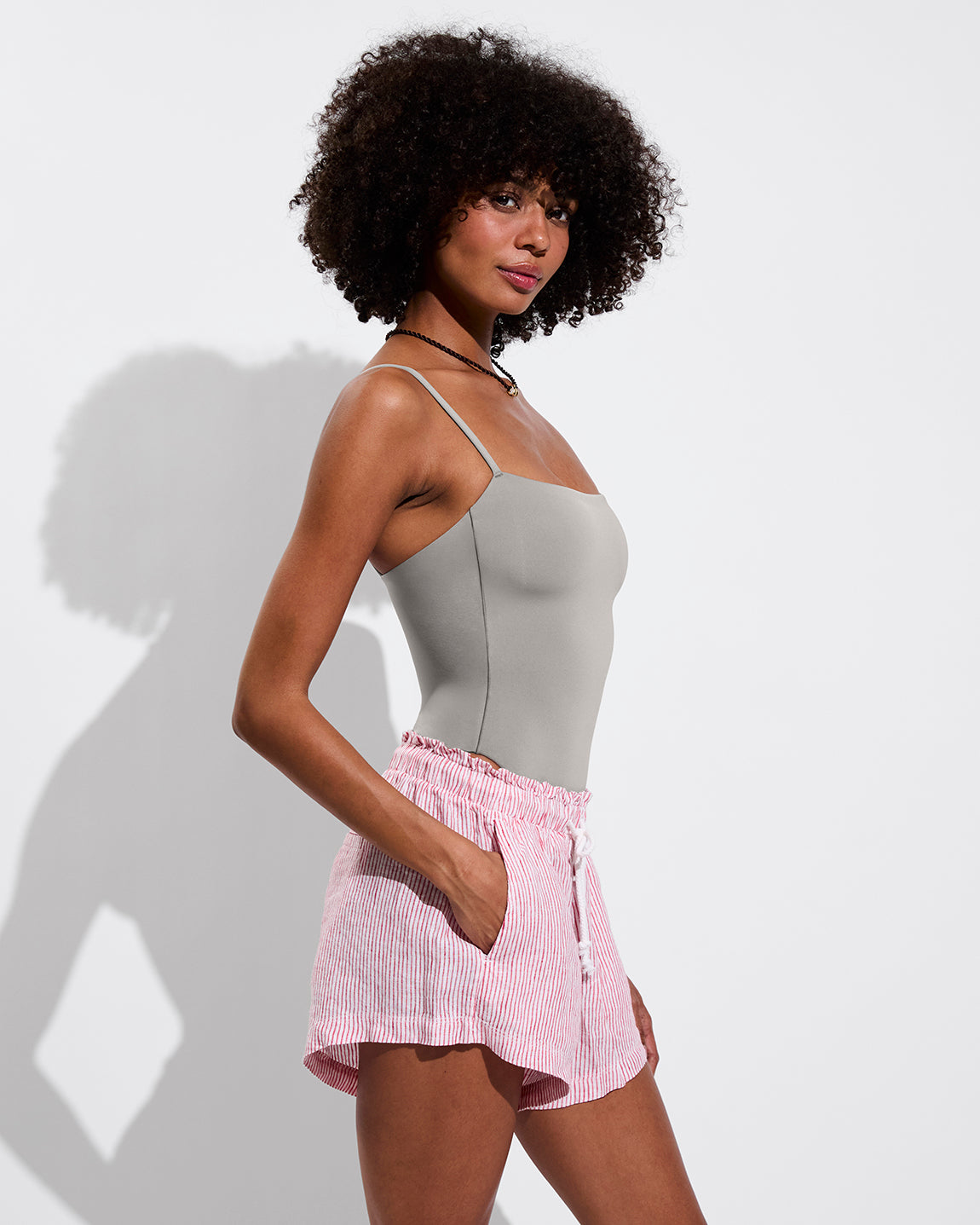 Getaway Short - Stripe: Sweet Chili Heat / Coconut (Size S) + Retreat Suit - Beach (Size S)