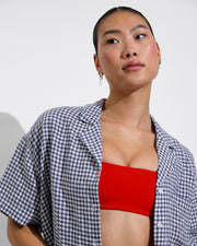 Pool Days Top + Leisure Shirt - Gingham: Varsity / Coconut (Size S)