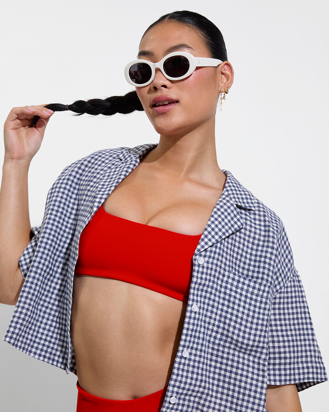 Pool Days Top + Leisure Shirt - Gingham: Varsity / Coconut (Size S)