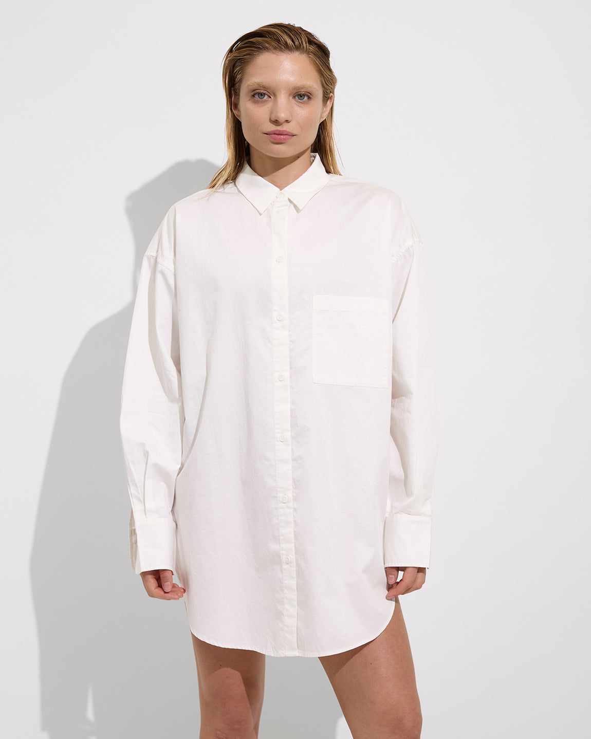 Port Shirt Dress White Poplin Shirt Dress – Left On Friday Canada