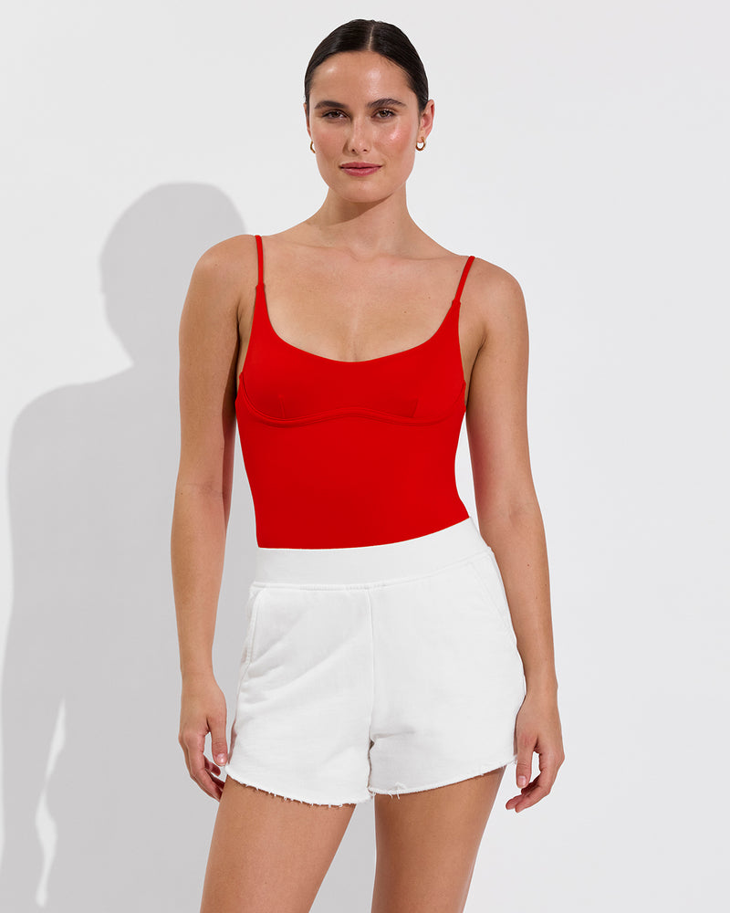 Club Suit - Sweet Chili Heat + Sports & Rec Short - Coconut (Size S)
