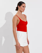 Club Suit - Sweet Chili Heat + Sports & Rec Short - Coconut (Size S)