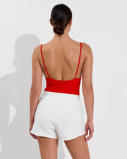 Club Suit - Sweet Chili Heat + Sports & Rec Short - Coconut (Size S)