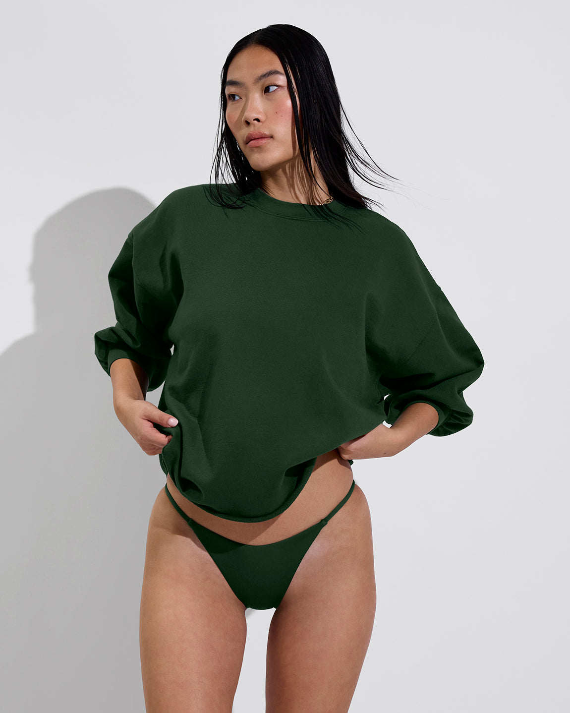 Sports & Rec Sweatshirt (Size O/S) + Skinny Dip Bottom - Palm