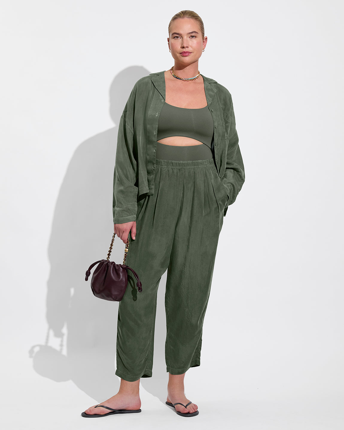 Peak Suit D+ (36DD, Size L) + Voyage Shirt + Sunset Pant - Agave (Size L) 