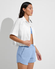 Tour Cropped Shirt - Coconut (Size S/M) + Sports & Rec Short - Blue Skies (Size S)