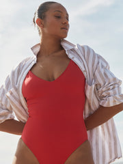 Getaway Button Down in Beach / Coconut with Sunday Suit Sweet Chili Heat