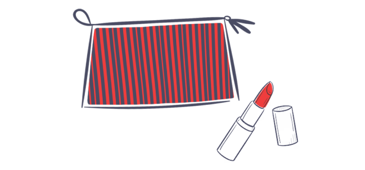 Makeup bag and lipstick graphic