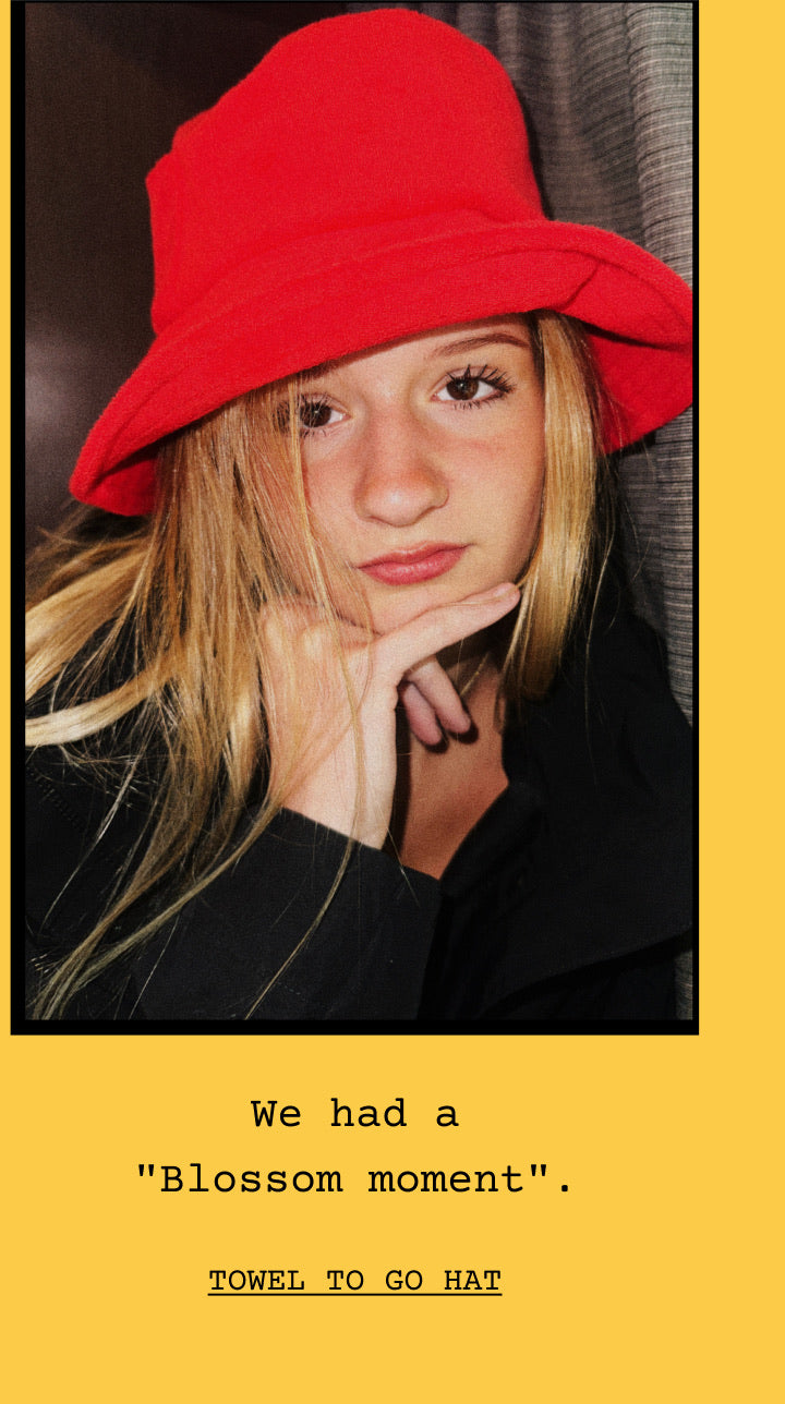 Woman in Towel to Go Hat in Sweet Chili Heat