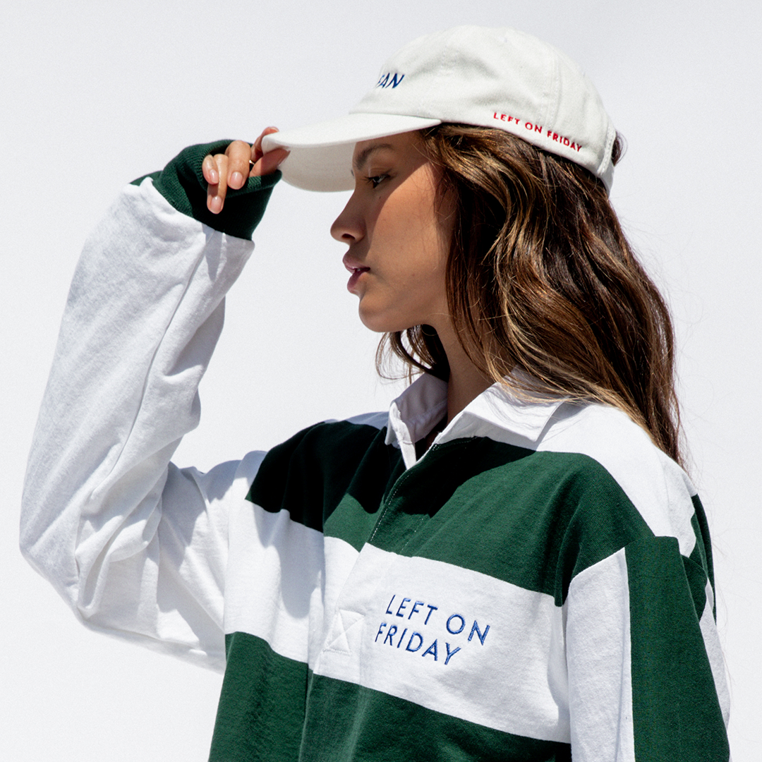 League Shirt - Dark Green / White Stripe (Size S/M) + Super Fan Hat - White/Blue [Photo 2]