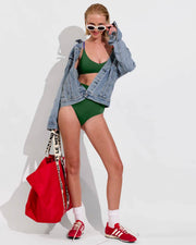 Sunday Top + Hi Tide Bottom *Clare V. Collab - Tropics / First Place / Sweet Chili Heat (Size S) with Giant Trop Avion Bag
