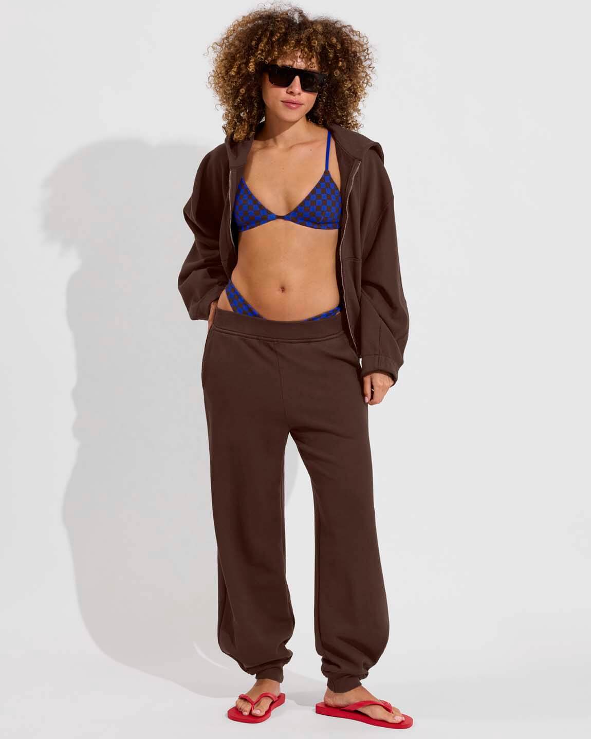 Sandy Top + Dip Bottom *Clare V. Collab - Check It: Cold Brew / First Place (Size S) + Beach Side Hoodie + Field Day Sweatpant - Cold Brew (Size S/M)