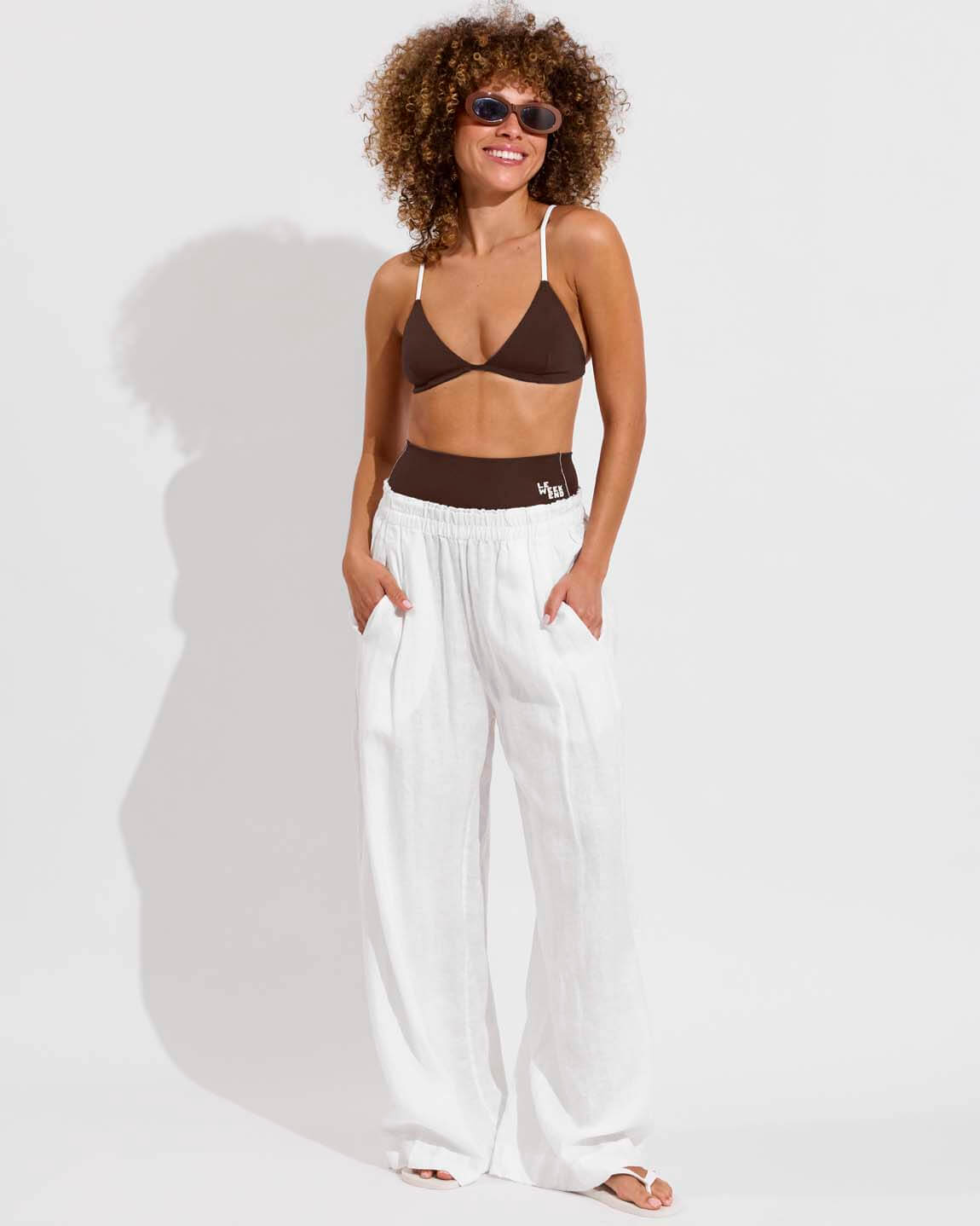 Sandy Top + Hi Tide Bottom *Clare V. Collab - Cold Brew / Coconut (Size S) + Coastal Pant - Coconut (Size S)