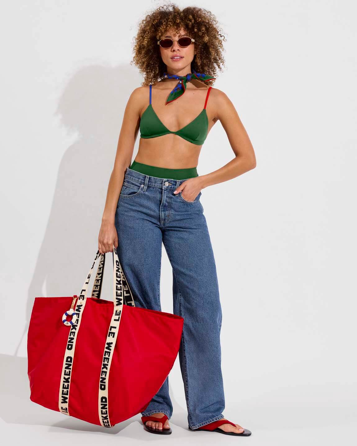 Sandy Top *Clare V Collab - Tropics / Sweet Chili Heat / First Place (Size S) with Giant Trop Avion and Le Floaty Fob