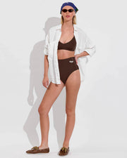 Sunday Top + Hi Tide Bottom *Clare V. Collab - Cold Brew / Coconut (Size S) with Bandana + Getaway Button Down (Size S/M)