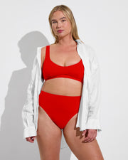 Club top D+ (36DD, Size L) + Hi Hi Bottom - Sweet Chili Heat (Size L) + Getaway Button Down - Coconut (Size L/XL)