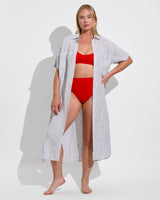 Getaway Shirt Dress - Coastal Stripe: Varsity / Coconut