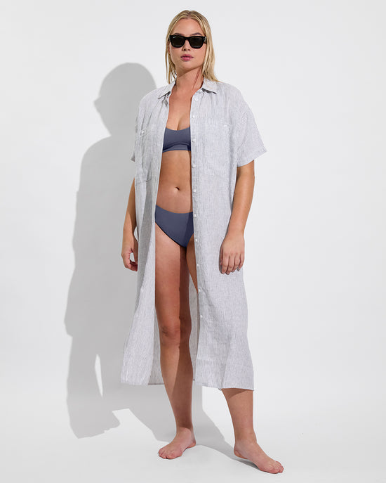 Club Top D+ - Varsity (36DD, Size L) + Wear to Bottom - Varsity (Size L) + Getaway Shirt Dress - Varsity/Coconut (Size L/XL)