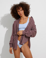 Double Scoop Top + Backside Thong - Blue Skies  + Seaside Shirt - Shadow (Size S) 