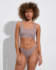 Double Scoop Top + Dip Bottom - Tiki / Holiday Stripe (Size S)