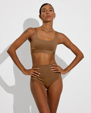 Double Scoop Top + Hi Tide Bottom - Tan Lines (Size S)