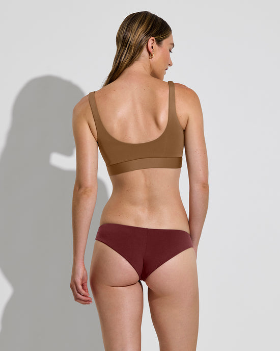 Double Scoop Top - Tan Lines + Halfmoon Bottom - Jam (Size S)