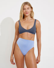 Plunge Top - Varsity + Hi Hi Bottom - Blue Skies (Size S)