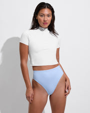 Rays Short Sleeve Top - Coconut + Hi Hi Bottom - Splash Stripe Blue Skies/Coconut (Size S)