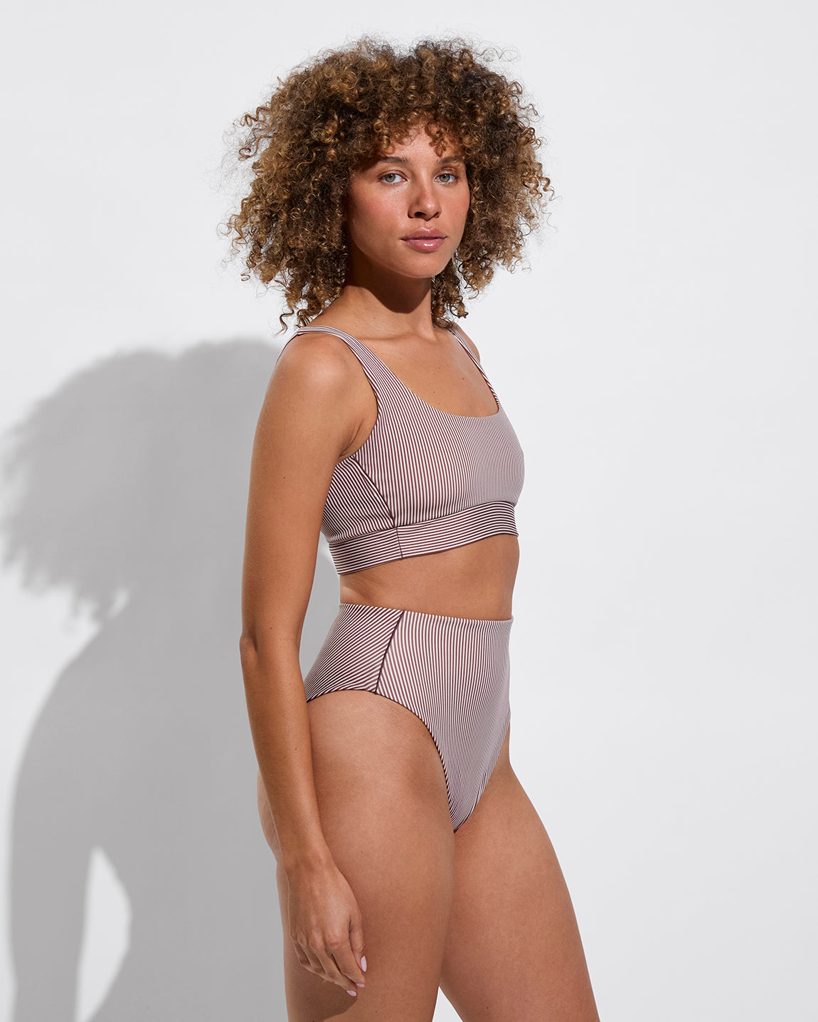 Double Scoop Top + Hi Hi  Bottom - Tiki / Holiday Stripe (Size S)