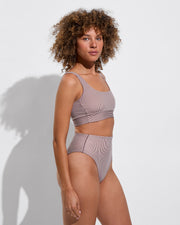 Double Scoop Top + Hi Hi  Bottom - Tiki / Holiday Stripe (Size S)