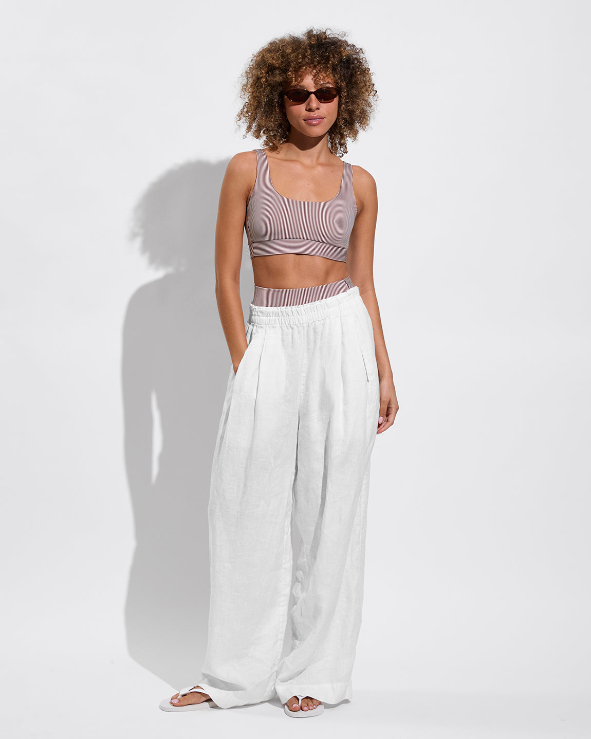 Double Scoop Top - Tiki / Holiday Stripe + Coastal Pant - Coconut (Size S)