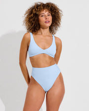 Plunge Top + Hi Hi Bottom Cheeky - Blue Skies (Size S)