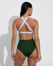 La Crosse Top - Blue Skies + Hi Tide Bottom - Palm (Size S)