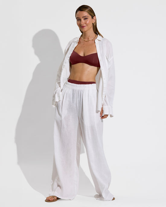 La Plage Top - Jam + Getaway Button Down + Coastal Pant - Coconut (Size S)