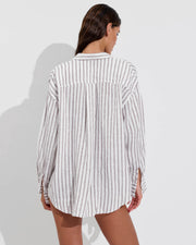 Getaway Button Down - Classic Stripe: Stormy / Coconut (Size S/M)