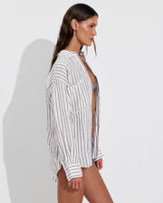 Plunge Top + Lo Lo Shortie - Stormy (Size S) + Getaway Button Down - Classic Stripe: Stormy / Coconut (Size S/M)