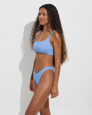 Pool Days Top D+ (32DDD, Size S) + Dip Bottom - Blue Skies (Size S)