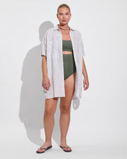 Peak Suit D+ - Agave (36DD, Size L) + Getaway Mini Dress - Coconut / Stormy (Size L)