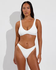 Plunge Top D+ (32DD, Size S) + Dip Bottom - Coconut (Size S)