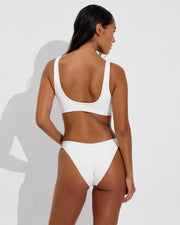 Plunge Top D+ (32DD, Size S) + Dip Bottom - Coconut (Size S)