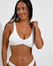 Plunge Top D+ (32DD, Size S) + Dip Bottom - Coconut (Size S)