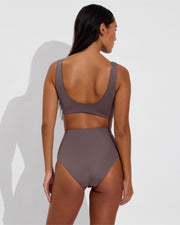 Plunge Top D+ (32DD, Size S) + Hi Tide Bottom - Stormy (Size S)