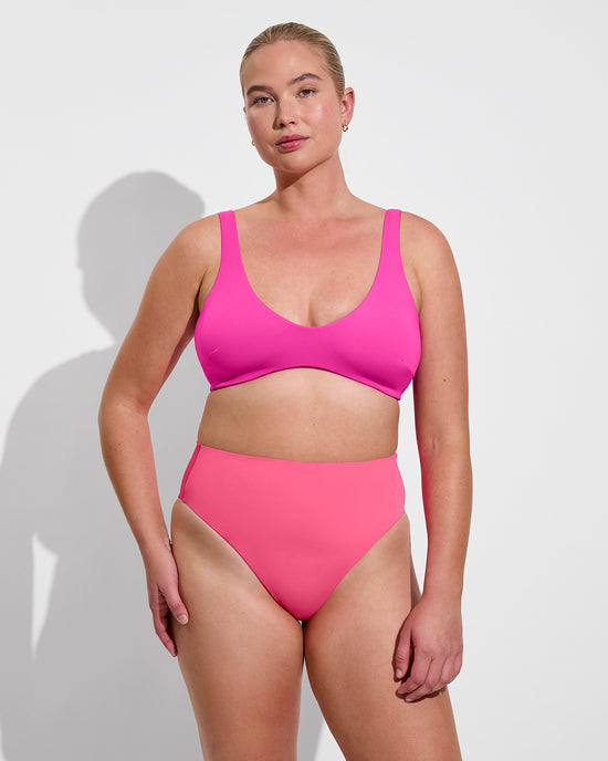 Plunge Top D - Hot (36DD, Size L) + Hi Hi Bottom - Zinc (Size L)