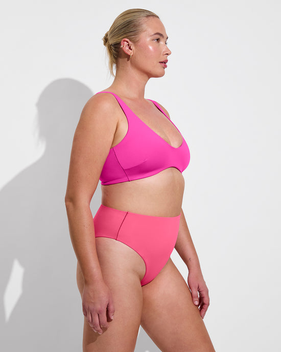 Plunge Top D - Hot (36DD, Size L) + Hi Hi Bottom - Zinc (Size L)